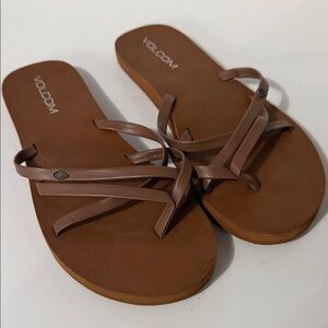 Volcom Women's Brown Multi-Strap Slide Sandals